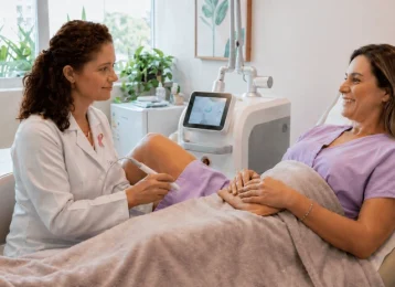 Laser íntimo feminino para saúde íntima e bem-estar da mulher em consultório ginecológico.